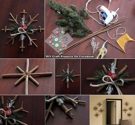 How to DIY Rustic Twig Snowflake Ornament | www.FabArtDIY.com LIKE Us on Facebook ==> https://www.facebook.com/FabArtDIY Diy Snow, Pine Cone Christmas Tree, Snowflake Craft, Homemade Christmas Decorations, Cone Christmas Trees, Diy Christmas Decorations Easy, Snow Flake, Ornament Tutorial, Handmade Christmas Decorations