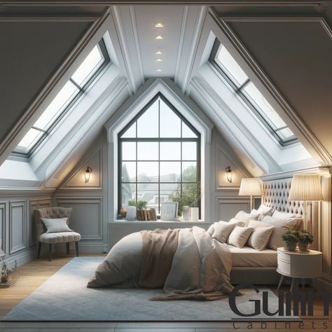 Loft Conversion into Your Bedroom 2 Loft Conversion Interior, Bedroom Dormer Window Ideas, Finished Attic Ideas Bedroom, Converted Loft Bedroom, Bedroom With Skylight Ceilings, Large Loft Bedroom Ideas, Attic Master Suite Bedroom, Bungalow Dormer Loft Conversion, Loft Extension Ideas