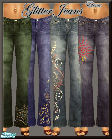 The Sims Resource - Glitter Jeans! Sims 4 Tsr Cc Clothes, Sims4cc Y2k, Sims 4 Thirteen, Sims 4 Y2k Jeans, Sims 1 Cc, Sims 4 Cc Miss Me Jeans, Sims 2 Y2k Cc, Sims 4 Cc Low Rise Jeans Y2k, Mc Bling Sims 4 Cc