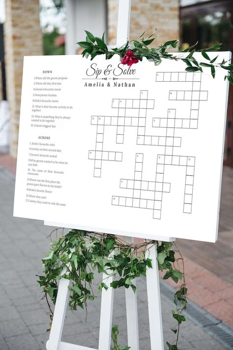 Custom Wedding Crossword Puzzle Personalized Sip and Solve - Etsy Turkey Scrabble Wedding Decor, Sip And Solve Wedding, Sip And Solve, Board Game Wedding, Scrabble Wedding, Wedding Crossword Puzzle, Puzzle Wedding, Lawn Games Wedding, Wedding Party Games