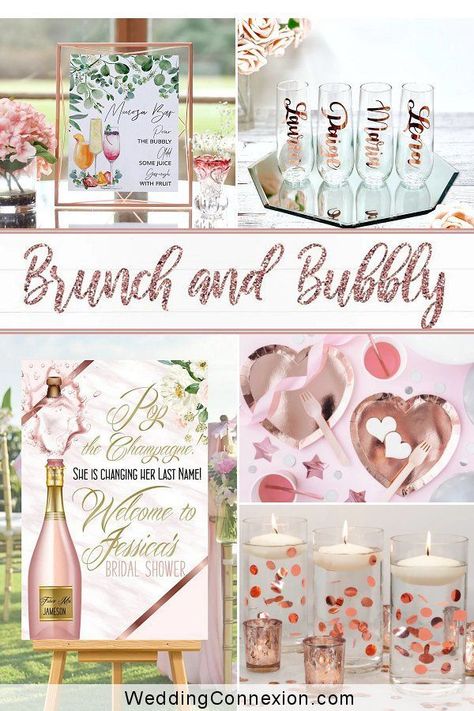 Bridal Shower Ideas Brunch And Bubbly, Bridal Shower Table Set Up Brunch Party, Champagne Brunch Bridal Shower Theme, Cocktail Themed Bridal Shower Ideas, Brunch Ideas For Bridal Shower Recipes, Bridal Shower And Bachelorette Together, Brunch Bridal Shower Ideas Decorations Color Schemes, Bougie Bridal Shower Ideas, Bridal Shower Brunch And Bubbly Theme