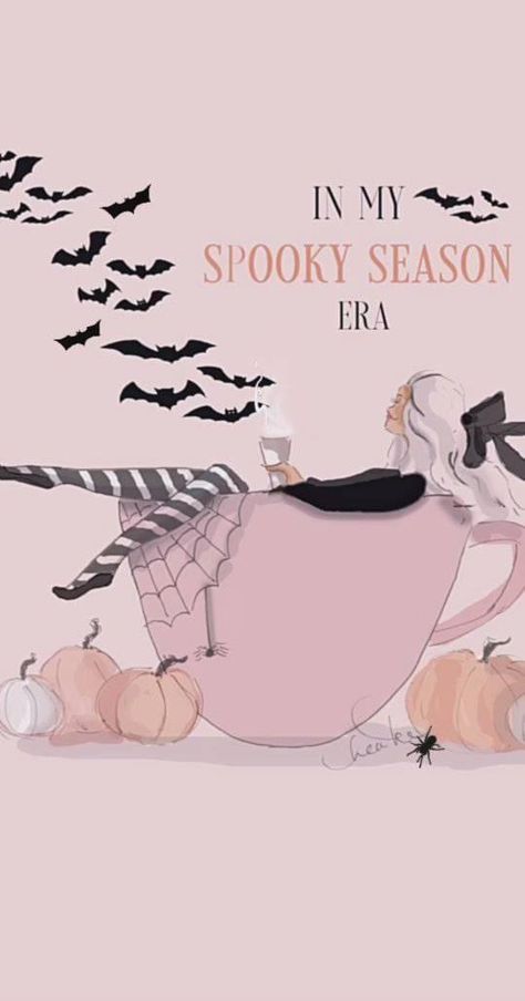 Pink Aesthetic Halloween, Girly Pink Aesthetic, Pink And Girly, Greeting Cards Quotes, Heather Stillufsen, Halloween Wallpaper Backgrounds, Witch Party, Autumn Cards, Cards Quotes