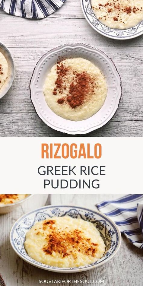 Greek Rice Pudding, Greek Rice, Greek Recipes Dessert, Rice Pudding Recipe, Greek Sweets, Greek Desserts, Greek Cooking, Greek Dishes, Mediterranean Dishes