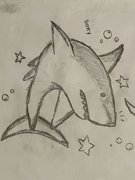 Sea Animals Drawing, Shark Drawing, Art Tools Drawing, Easy Doodles Drawings, Easy Drawings Sketches, Cute Doodles Drawings, Sea Animal, Cute Doodle Art, Doodle Art Designs