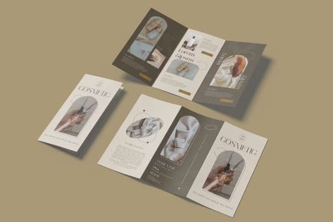 Beauty Cosmetic Store Trifold Brochure, Print Templates ft. beauty & store - Envato Elements Beauty Brochure Design, Beauty Brochures, Brochure Design Creative, Trifold Brochure Design, Free Brochure, Brochure Print, Trifold Brochure Template, Beauty Design, Trifold Brochure