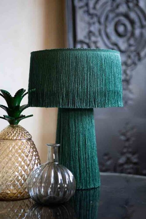 Jade Green All Over Fringe Table Lamp | Rockett St George Fringe Lamp, Fringe Table, Diy Fringe, Tov Furniture, Rockett St George, I Love Lamp, Warm Lighting, Makeup Rooms, St George