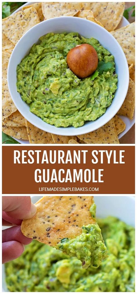 This restaurant style guacamole is so good you'll want to eat it with a spoon! It's the best! #restaurantstyleguacamole #guacamole #deliciousguacamole #homemadeguacamole #howtomakeguacamole Chili Lime Chicken Tacos, Artichoke Cups, Homemade Onion Dip, Buffalo Chicken Bites, Lime Chicken Tacos, Life Made Simple, How To Make Guacamole, Homemade Guacamole, Cheese Bites