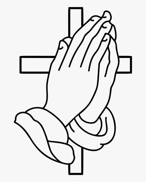 Prayer Hands Drawing, Hands Template, Praying Hands Clipart, Praying Hands Drawing, Angel Template, Person Template, Cross Coloring Page, Christian Drawings, Cross Drawing