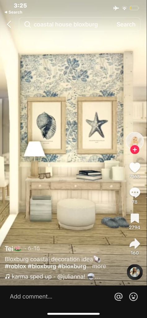 Bloxburg Entry Way, Beach House Layout, Bloxburg Beach House, Beach House Flooring, Beach House Room, Preppy House, Blocksburg Room Ideas￼, House Decals, Bloxburg Decals Codes Wallpaper