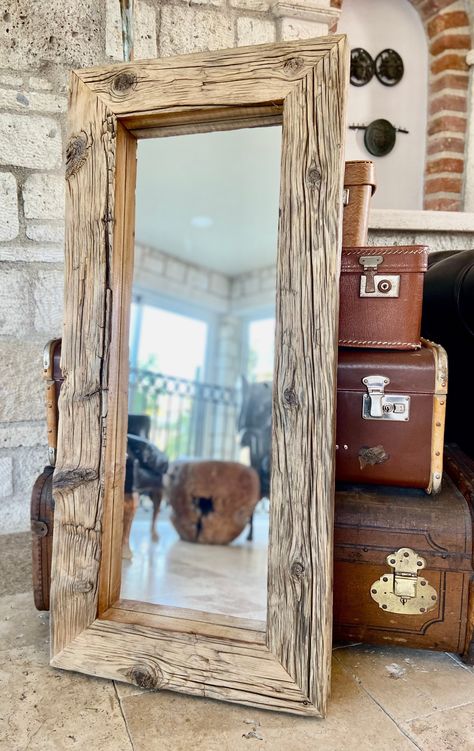 Excited to share this item from my #etsy shop: Rustic Reclaimed Wood Wall Mirror Antique Farmhouse Wall Decor Rustic, Rustic Farmhouse Mirror Wood Wall Decor Reclaimed Rustic Mirror Rustic Wood Mirror, Mirror Farmhouse, Farmhouse Mirror, Dnevni Boravak, Rustic Mirror, Outdoor Restaurant Design, Driftwood Mirror, Farmhouse Mirrors, Old Mirrors