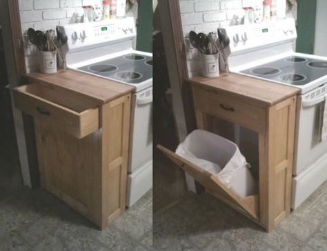 Modern Kitchen Trash Cans, Tilt Out Trash Can, Kitchen Trash Cans, Diy Holz, Anna White, Diy Cabinets, Diy Hanging, Kitchen Redo, Handmade Furniture