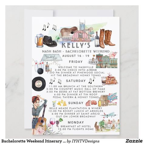 Bachelorette Weekend Itinerary | Nashville Invitation Nashville Invitation, Destination Birthday Party, Itinerary Invitation, Bachelorette Weekend Itinerary, Nashville Bachelorette Party, Nashville Bachelorette, Weekend Itinerary, Last Ride, Bachelorette Trip