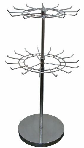 Spinner Rack Spinning Rack Wire Display Counter Top - Chrome 2-tier w/ 27 hooks - $32 Store Shelves Design, Necklace Displays, Rummage Sale, Vendor Displays, Jewelry Rack, Vintage Display, Rack Design, Sea Glass Crafts, Costume Shop