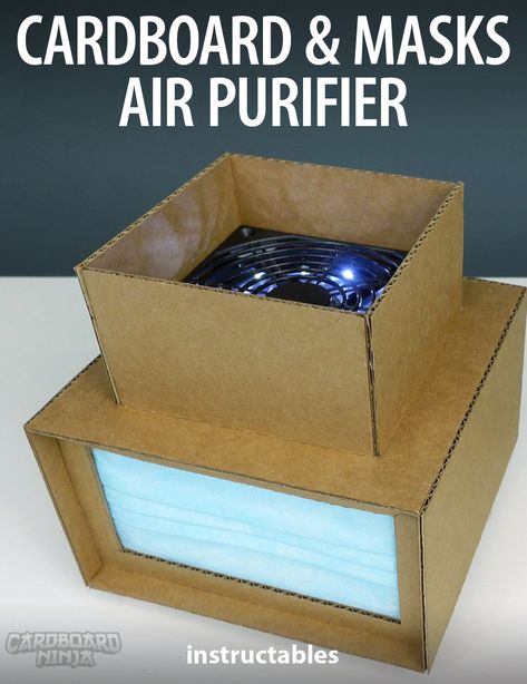 Cardboard Ninja shares how to make a simple air purifier out of cardboard and surgical face masks. #Instructables #upcycle #reuse #health #filtration Diy Air Purifier, Cardboard Masks, Cardboard Mask, Cardboard Crafts Diy, Cardboard Frame, Bright Ideas, Trash To Treasure, Diy Cardboard, Utility Knife