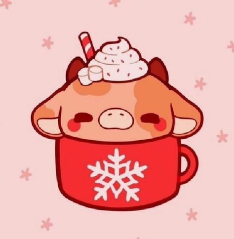 Cow Stickers, Cow Drawing, Christmas Cow, Cartoon Cow, Kawaii Christmas, Hot Coco, Cute Animal Drawings Kawaii, Stickers Cute, Cute Doodles Drawings