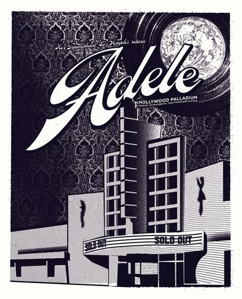 Hollywood Adele Man Design, Gig Posters, Nashville Tennessee, Adele, Screen Print, Design Illustration, Nashville, Tennessee, Home Art