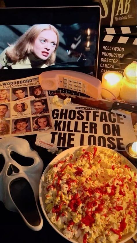 Halloween Movie Night Aesthetic, Horror Movie Pumpkin, Movie Night Aesthetic, Movie Night Essentials, Best Halloween Movies, Halloween Trends, Halloween Movie Night, Cinema Ticket, Tv Horror