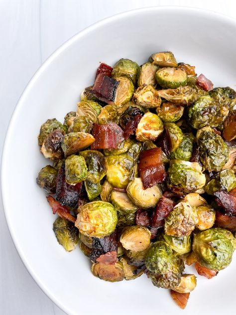 Pancetta Balsamic Brussels Sprouts by Spoons N Spices - FoodSocial Leek Dip, Italian Bacon, Brussel Sprout Chips, Balsamic Brussels Sprouts, Curried Carrot Soup, Veggie Skillet, Whipped Goat Cheese, Maple Balsamic, Squash Salad