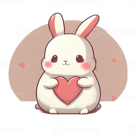 lindo conejo kawaii con un corazón All About Rabbits, Cute Rabbit, Kawaii Aesthetic, Free Vectors, A Heart, Illustrations, Anime, Kawaii