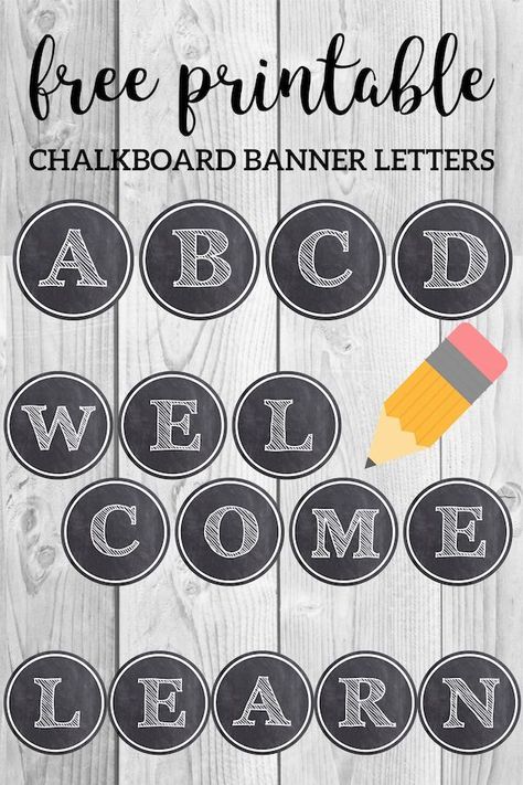 Chalkboard banner letters for back to school classroom decoration. ABC letters free printable to spell welcome back, learn, school. #papertraildesign #backtoschool #welcomeback #classroomdecor #school Read Letters For Classroom Diy, Popcorn Letters Free Printable, Bulletin Board Printables Free, Mtss Interventions, School Classroom Decoration, Free Classroom Decor, Free Chalkboard Printables, Chalkboard Classroom, Alphabet Banner