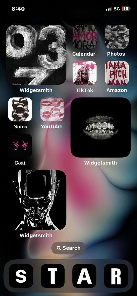 Iphone Aesthetic Layout Black, Canva Phone Wallpaper, Y2k Home Screen Ideas, Widgets Ideas Iphone, Iphone 15 Home Screen Ideas, Iphone Wallpaper Widget Ideas, Wallpaper Ideas With Widgets, I Phone Layout Ideas, Custom Wallpaper Iphone