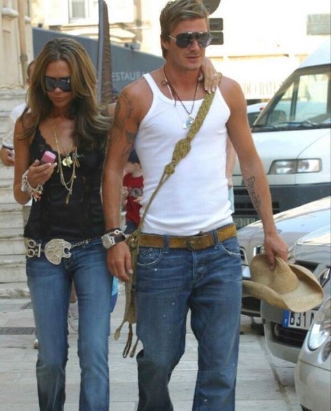 2000s Mens Fashion, 2000s Fashion Men, 2000s Men, Posh And Becks, David Beckham Style, Victoria And David, Victoria Beckham Outfits, David And Victoria Beckham, Victoria Beckham Style