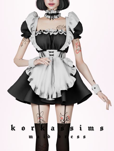 MAID DRESS ~ HALLOWEEN GIFT 🖤 | korkassims on Patreon Sims 4 Anime, The Sims 4 Packs, Sims 4 Game Mods, Sims 4 Body Mods, Sims 4 Dresses, Dress Party Night, Sims4 Clothes, Sims 4 Cc Packs, Sims 4 Mods Clothes