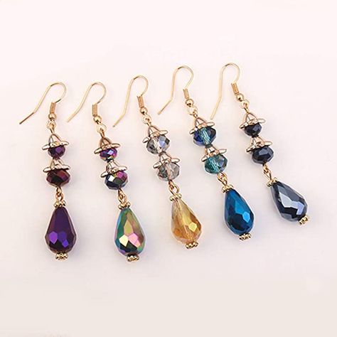 Cheap Teardrop Crystal Earrings With Faceted Beads, Affordable Teardrop Crystal Earrings With Faceted Beads, Teardrop Beaded Glass Earrings, Affordable Teardrop Faceted Bead Jewelry, Bohemian Teardrop Faceted Beads Jewelry, Lucite Flower Earrings, Teardrop Jewelry, Teardrop Beads, Crystal Charm