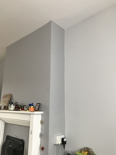 Chic Shadow Dulux Living Room, Dulux Chic Shadow, Dulux Feature Wall, Dulux Grey, Lilac Room, Chic Shadow, Denim Drift, Dulux Paint, Room Wall Colors