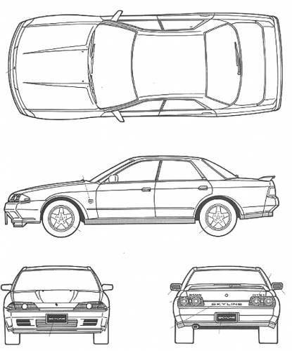 Nissan R32 Skyline, Nissan R32, Skyline Drawing, Nissan Skyline R32, R32 Skyline, Skyline R32, Pole Star, Gt R, Vector Drawing