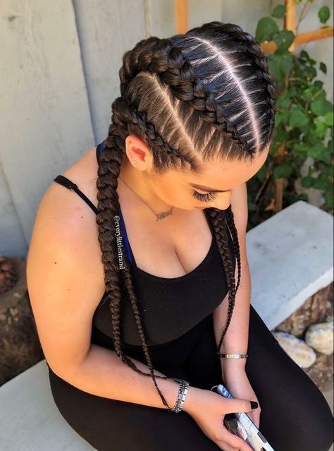 Dutch Cornrow Braids, Braided Hairstyle White Women, 4 Corn Row Braids, Braided Hairstyles On White Women, Cool Dutch Braids Hairstyles, 4 Braids Into 2, Braids For White Women Hairstyles, Cornrow Hairstyles For White Women, Cornrows For White Women