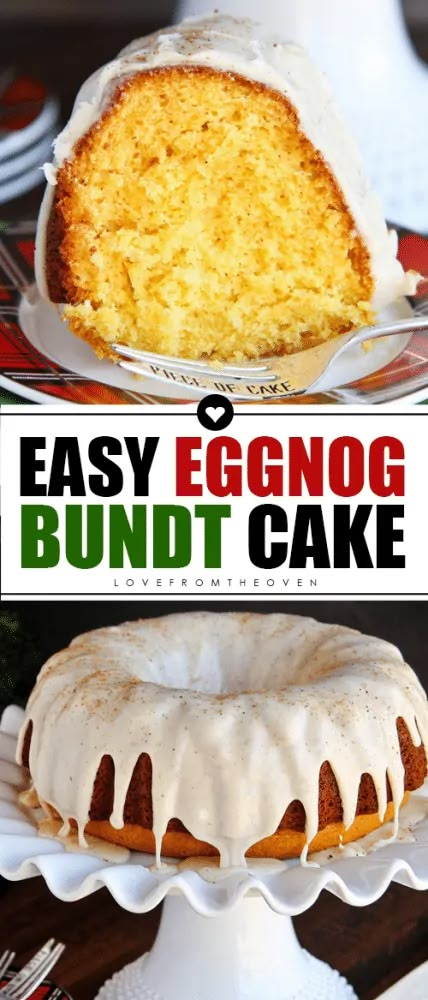 Pound Cake Southern Living, Easy Eggnog Cake, Rompope Recipe, Eggnog Pound Cake Recipe, Eggnog Pound Cake, Eggnog Cake Recipe, Eggnog Glaze, Eggnog Dessert, Eggnog Cake