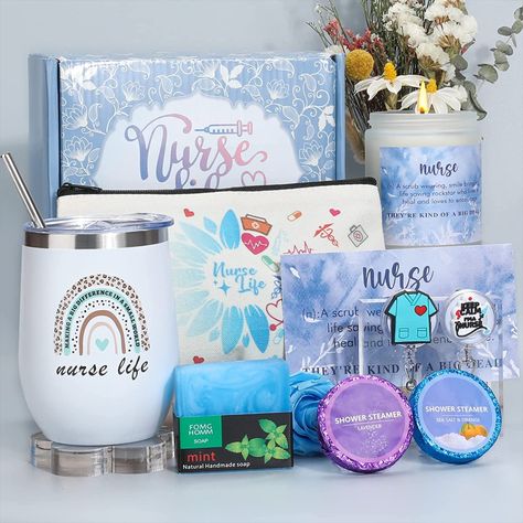 Are you stuck trying to buy the perfect gift for the hard-working, fabulous nurse in your life? We put together a bunch of different gift ideas as a gift box,1*tumbler with lids and straw,1*200g candle,1*small canvas bag,1*peppermint soap,2*badge clips,2*shower steamers.Perfect for a new nurse graduation,Nurse Week gift,Christmas and even that special birthday present. Small Canvas Bag, Graduation Nurse, Nurse Practitioner Gifts, Small Canvas Bags, Peppermint Soap, Gifts For Nurses, Nurse Tumbler, Nurse Week, Nurses Week Gifts