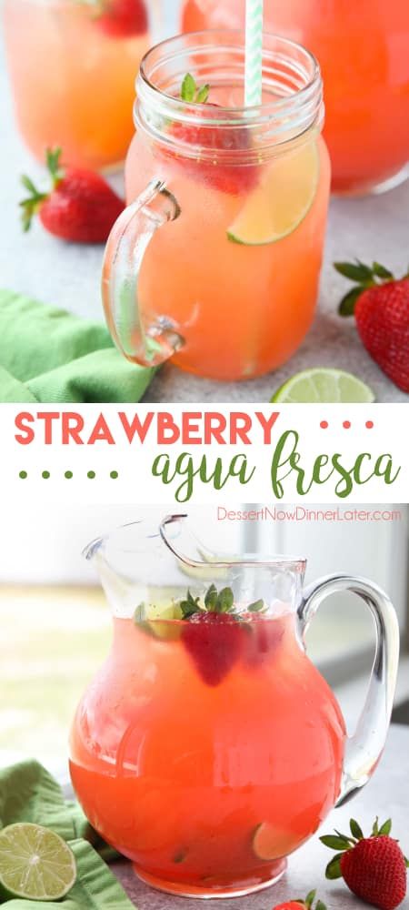 Strawberry Fresca Drink, Aqua Fresca Recipes, Strawberry Agua Fresca, Fresca Drinks, Summer Drinks Alcohol Recipes, Summer Drinks Nonalcoholic, Agua Fresca Recipe, Easy Alcoholic Drinks, Summer Drinks Alcohol