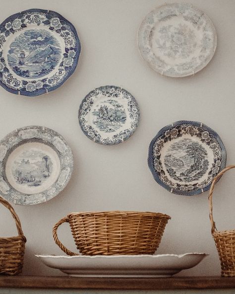 Leah Miles | There is just something about vintage white & blue plates | Instagram Vintage Plates On Wall, Blue And White Plates On Wall, White Plates, Blue Plates, Vintage Plates, Kitchen Dining Room, Plates On Wall, White Vintage, Dinner Plates