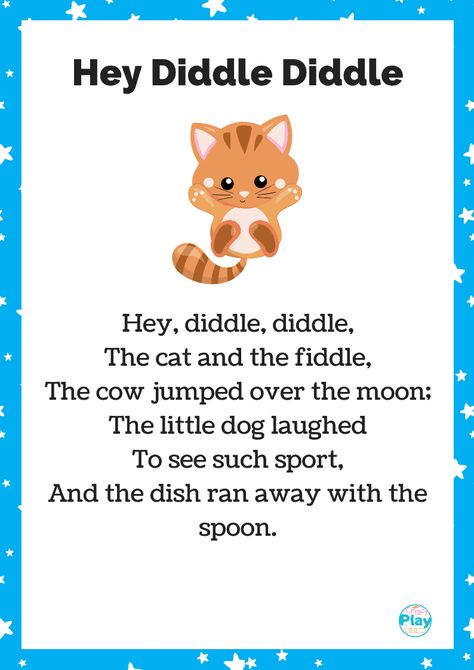 Hey Diddle Diddle Nursery Rhyme And Activity Ideas - Craft Play Learn Hey Diddle Diddle Printable, Free Nursery Rhymes, Nursery Rhymes Preschool Crafts, Weight Watchers Crock Pot Recipes, Rhymes Lyrics, Butterfly Songs, Nursery Rhymes Lyrics, Farm Animals Activities, Early Years Teacher