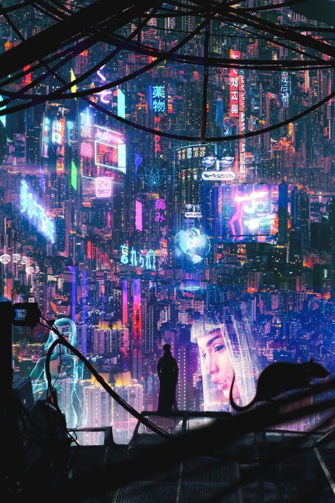 Kota Masa Depan, Neon Cyberpunk, The Legend Of Sleepy Hollow, Sci Fi City, Futuristic Aesthetic, Blade Runner 2049, Cyberpunk Aesthetic, Cyberpunk City, Arte Cyberpunk