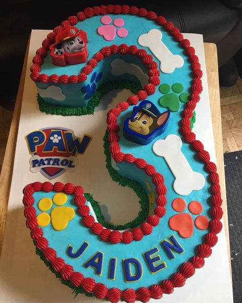 Paw Patrol Cake Birthday Cake Paw Patrol, Pinboard Diy, Cake Paw Patrol, Paw Patrol Torte, 4de Verjaardag, Paw Patrol Birthday Theme, Cake Number, Paw Patrol Birthday Cake, 3rd Birthday Cakes