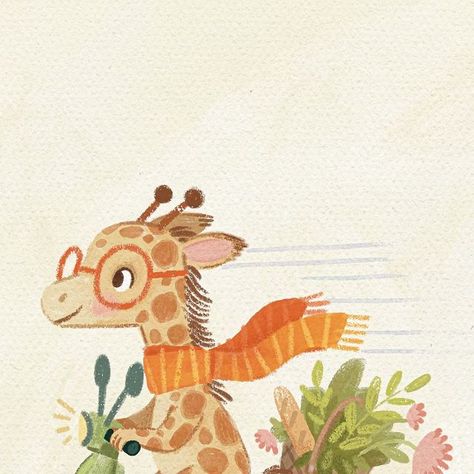 Ocean Hughes on Instagram: "17. FAST 🦒💨 #peachtober24fast 

Where do you think she’s headed in such a hurry? 

Honestly the idea for this one came to me randomly. I was just itching to draw a cute little giraffe. But I actually really like the outcome! 

This month is flying by so fast!! 

#peachtober #peachtober24 #fast #giraffe #cute #childrensillustration #kidlit #characterdesign #oceanhughes #procreate #digitalart #furrylittlepeach @peachtober" Cute Giraffe Illustration, Fantasy Giraffe, Giraffe Cartoon Wallpaper, Giraffe Character, Christmas Giraffe Illustration, Giraffe Cute, Giraffe Cartoon, Giraffe Illustration, Childrens Illustrations