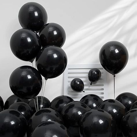 All Black Balloon Decor, Birthday Balloons Black, Black 22 Balloons, Black Balloon Installation, Black Ballons, Black Number Balloons, Ballon Helium, Nye Decorations, Graduation Balloons