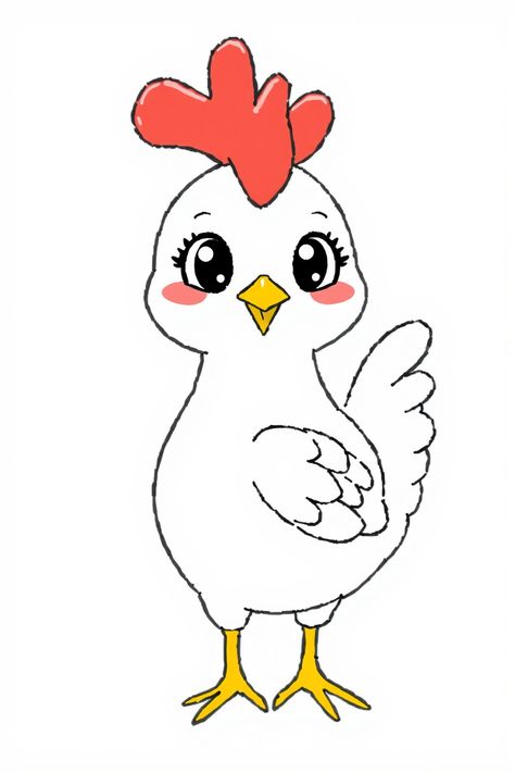 Check Out This Cute Chicken Drawing & 12+ Other Chicken Drawing Ideas! #drawingideas #drawinginspiration Chicken Drawing Easy, Simple Chicken Drawing, Cute Chicken Drawing, Flower Crown Drawing, Pond Drawing, Sea Turtle Drawing, Chicken Drawing, Crown Drawing, Batman Drawing