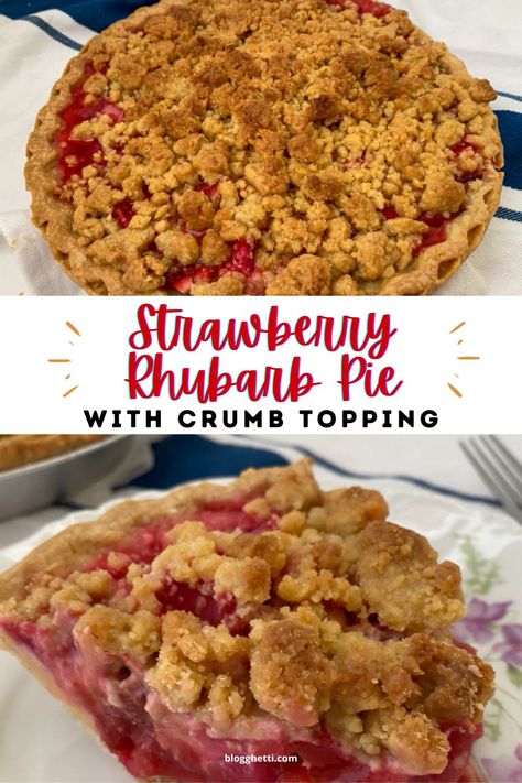 Strawberry Rhubarb Pie With Store Bought Crust, Rhubarb Crumble Pie Recipe, Pies With No Top Crust, Rhubarb Custard Pie With Crumb Topping, Strawberry Rhubarb Pie With Crumb Topping, Strawberry Rhubarb Pie With Graham Cracker Crust, Strawberry Rhubarb Desserts Easy, Pies With Crumb Topping, Strawberry Rhubarb Pie Crumb Topping