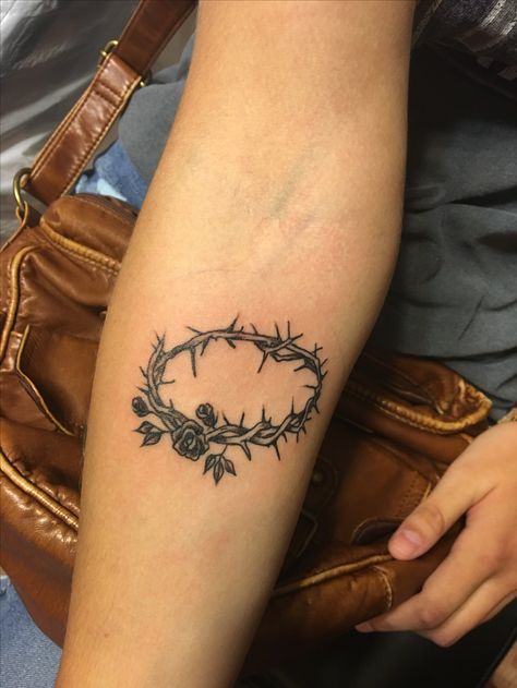 Crown of Thorns- right forearm #tattoos #christian #faith Blk Tattoo, Religious Tattoos For Women, Traditional Jesus Tattoo, Biblical Tattoos For Women Sleeve, Cool Christian Tattoos, Tattoos God, Tattoo God, Christian Tattoo Ideas, Baddie Tats