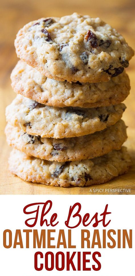 The Best Oatmeal Raisin Cookies Recipe: Soft and chewy on the outside, crispy around the edges, packed with raisins and spice! #ASpicyPerspective #Oatmeal #Raisin #Cookies #OatmealRaisinCookies #OatmealRaisinCookieRecipe #HowtoMakeOatmealRaisinCookies #TheBestOatmealRaisinCookies Soft Oatmeal Raisin Cookies, Oatmeal Raisin Cookies Recipe, Raisin Cookies Recipe, Best Oatmeal Raisin Cookies, The Best Oatmeal, Best Oatmeal Cookies, Cookie Recipe Video, Cookie Recipes Oatmeal Raisin, Oatmeal Raisin Cookies Chewy