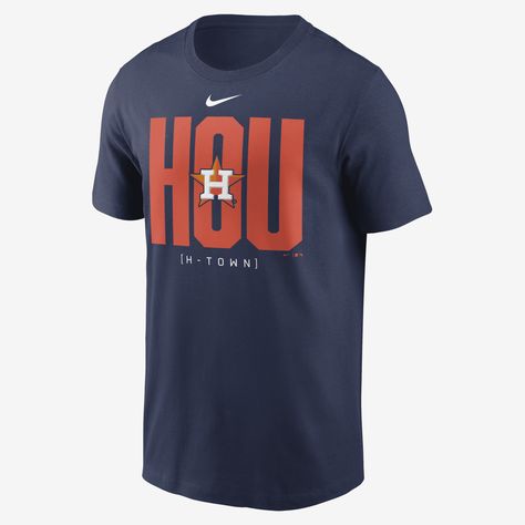 This Team Scoreboard T-Shirt helps you show loyalty to the Houston Astros with bold graphics on the front. It’s made from soft cotton fabric for a comfortable feel on game day. Astros Team, Aviation Logo, H Town, Bold Graphics, Houston Astros, Men's Nike, Game Day, Mlb, Nike Men