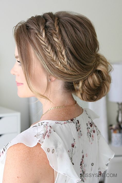 Double Fishtail Braid, Fishtail Tutorial, Braids Fishtail, Fishtail Braid Updo, French Braid Ponytail, Braid Updo, Fishtail Braids, Braided Bun Hairstyles, French Braid Hairstyles