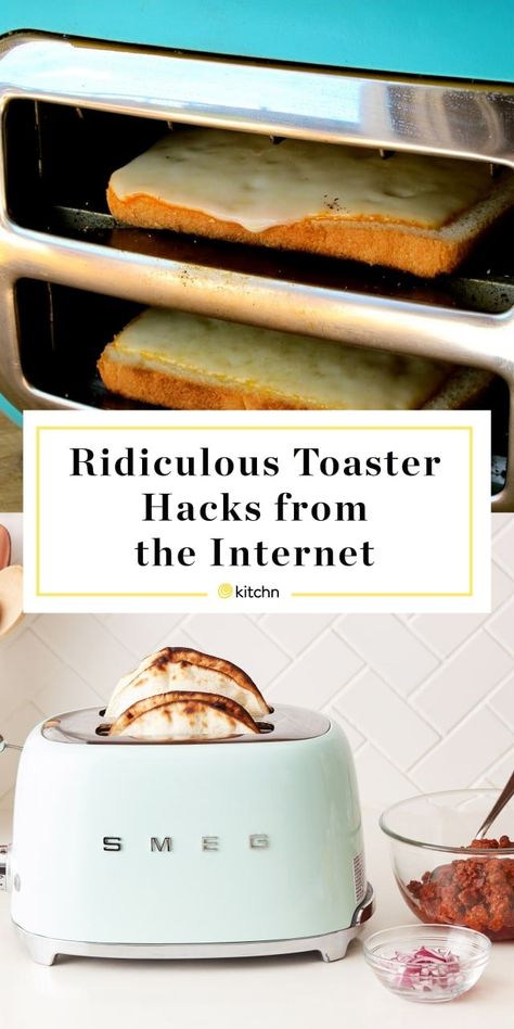 5 Weird Ways to Use Your Toaster. Looking for recipes and ideas for new ways to use your toaster? It's good for more than just toast! Try a grilled cheese sandwich, easy DIY homemade tortilla shells or even a steak. Cooking hacks and kitchen tips like these lifehacks will have you saying "mind blown." Toaster Meals, Toaster Snacks, Toaster Sandwich, Toaster Recipes, Sandwich Easy, Steak Cooking, Homemade Tortilla, Tortilla Shells, Homemade Tortillas