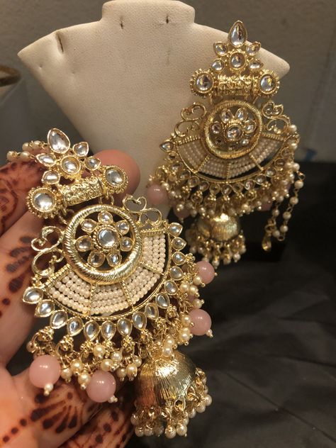 Long Brass Earrings, Chunky Indian Earrings, Long Heavy Earrings, Chandbali Earrings Kundan, Big Jhumka Earrings, Long Earrings Indian, Indian Piercing, Cousin Wedding, Prom Jewellery