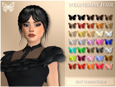 Sims 4 Wednesday, Wednesday Hair, Sims Inspiration, Sims Medieval, Two Ponytails, Sims 4 Bedroom, Pelo Sims, Los Sims, Sims 4 Cc Furniture