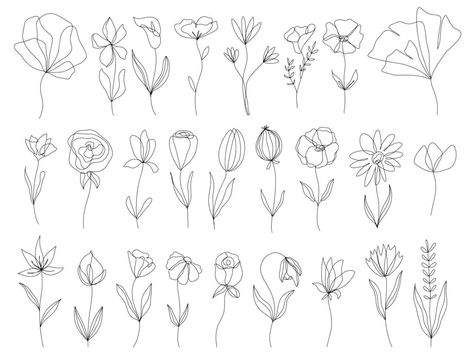 Wedding Line Art, Wedding Doodles, Minimalist Card Design, Minimalistic Flowers, Valentines Day Greeting Cards, Hur Man Ritar Blommor, Line Drawing Flower, Cards Valentines Day, Elements For Design